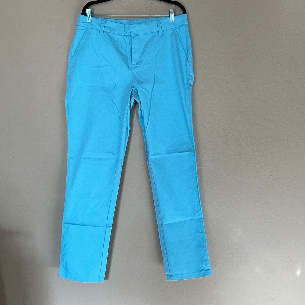 Garnet Hill light blue straight leg chinos 12 NWT